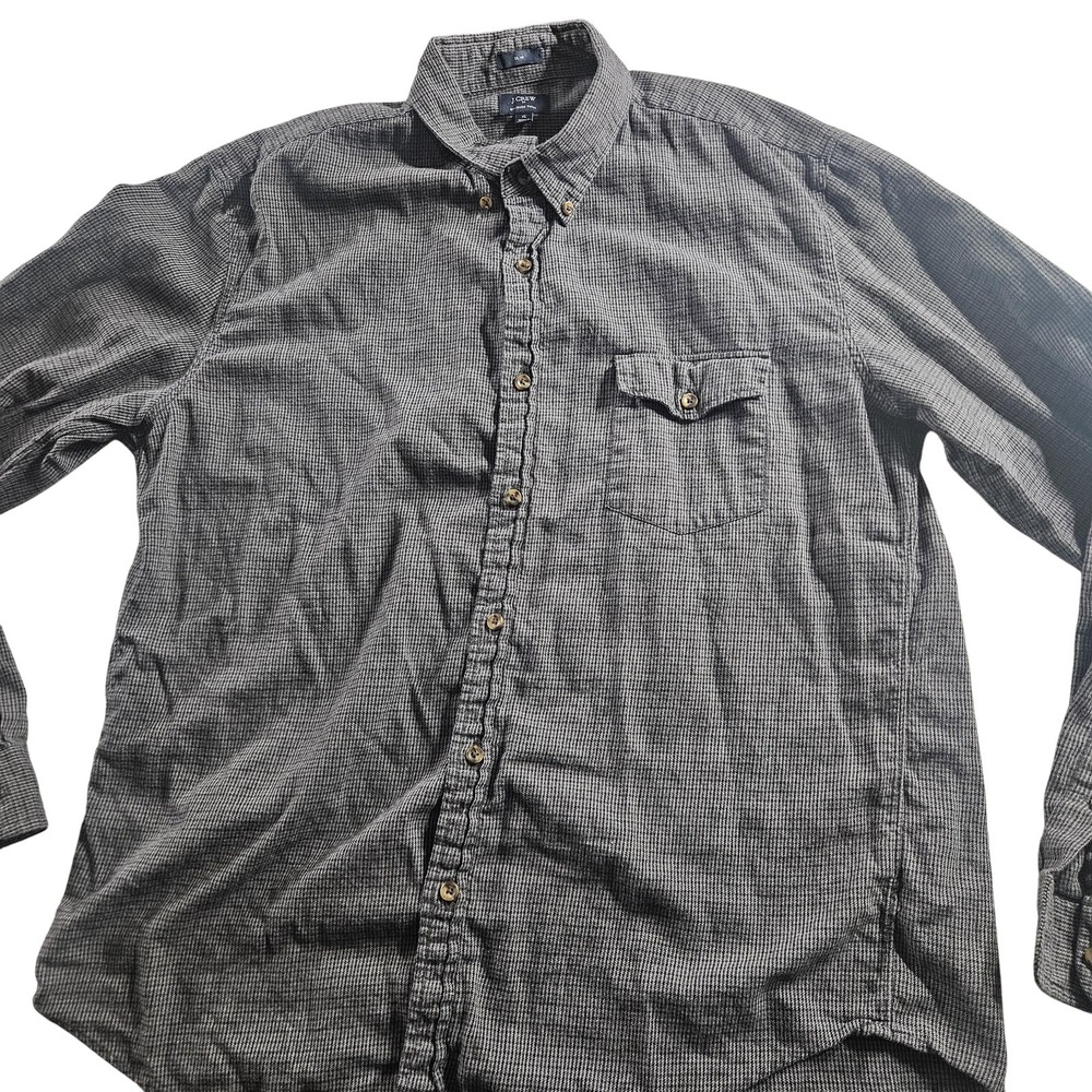 J Crew Shirt Mens XL Gray‎ Brushed Twill Slim Fit Check Button Down Long Sleeve